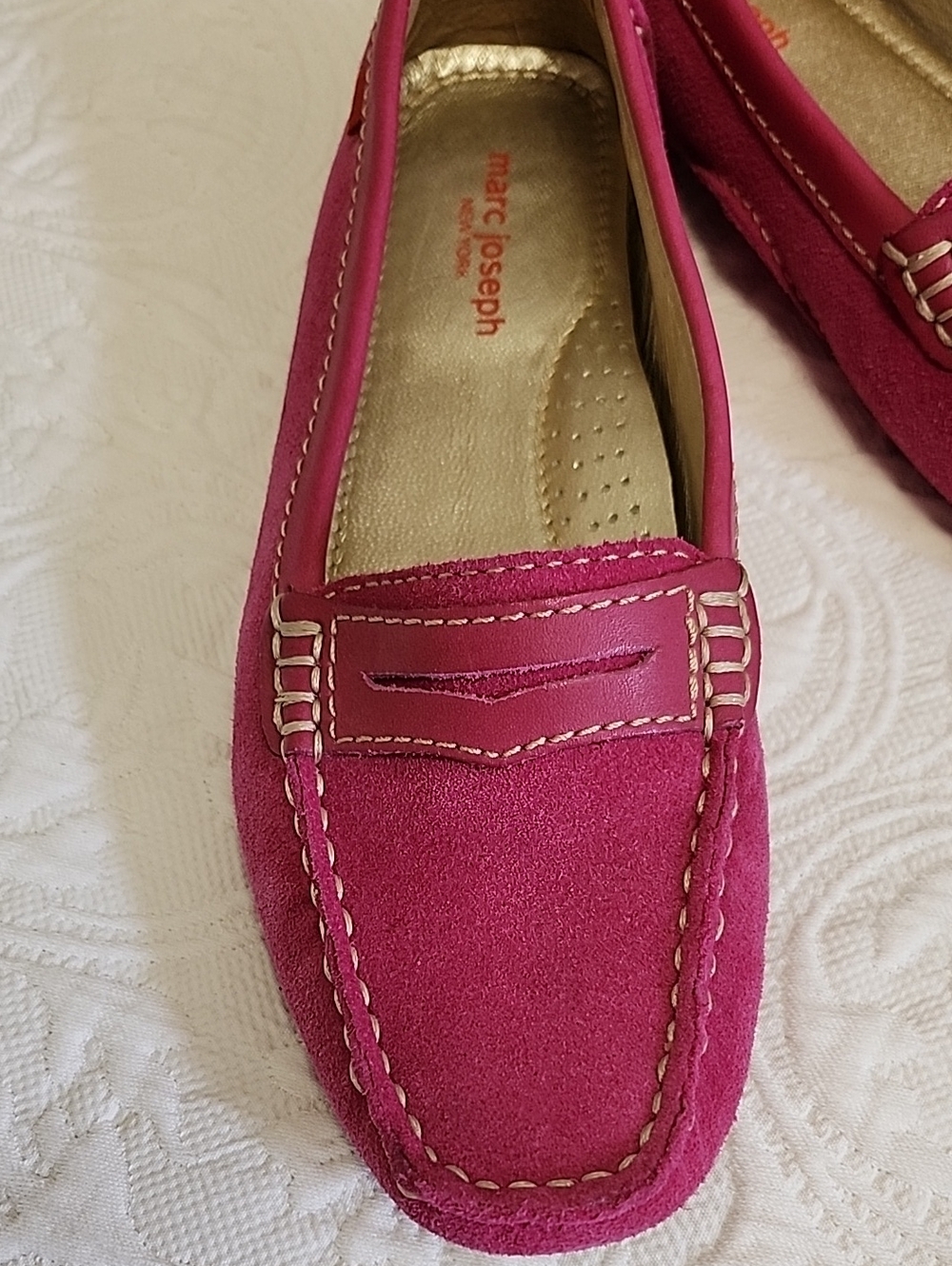 Marc Joseph Bright Pink Suede Loafers for Women